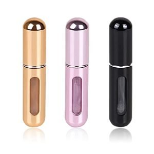 KAYZON Commute Mini Fragrance Refillable Atomizer Container, Moveable Fragrance Odor Pump Case Perfume Empty Spray Bottle for Touring and Outgoing (3 Pack, 5ml) (3 Pcs)
