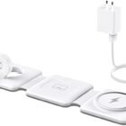 Charging Station for Apple More than one Units – 3 in 1 Foldable Magnetic Wi-fi Charger Dock – Trip Charging Pad for iPhone 15 14 13 12 Professional Max Plus Watch & Airpods