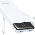 Transportable Charger with Inbuilt Cables, Transportable Charger with Cords Wires Narrow 10000mAh Commute Battery Pack 6 Outputs 3 Inputs 3A Speedy Charging Energy Financial institution for Samsung Google Pixel LG Moto iPhone iPad