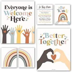 Hadley Designs 6 Rainbow Variety Posters for School room, Multicultural Posters for School room, School room Posters for Instructor Wall Decor, Instructor Posters for School room Fundamental