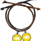 OFFbb-USA Cultural Image Mirrored image City Panorama Structure Bracelet Double Leather-based Rope Wristband Couple Set Reward