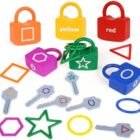 Form Sorting Matching Finding out Locks Toys, Infant Montessori Instructional Toy Geometric Form Matching Popularity Colour Sorting Toy Set, Preschool Locks and Keys Finding out Recreation (Form Matching)