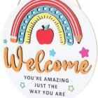 IARTTOP 3-D Welcome Signal Entrance for Door Ornament, Ingenious Rainbow Wood Placing Plaque (12”x 12”) Inspirational You’re Superb Quote Wall Artwork Out of doors, Farmhouse, Porch Youngsters School room Decor