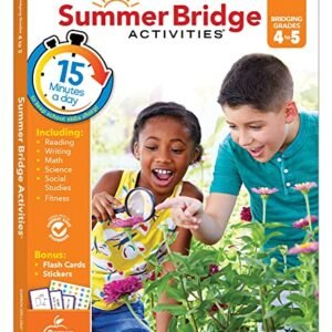 Summer Bridge Activities 4th to 5th Grade Workbook, Math, Reading Comprehension, Writing, Science, Social Studies, Fitness Summer Learning Activities, 5th Grade Workbooks All Subjects With Flash Cards