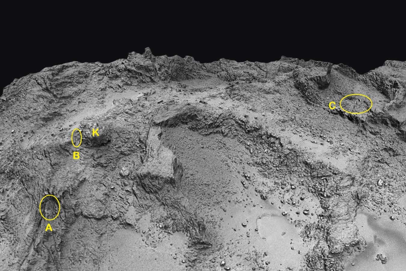 Caves noticed at the floor of a comet for the primary time