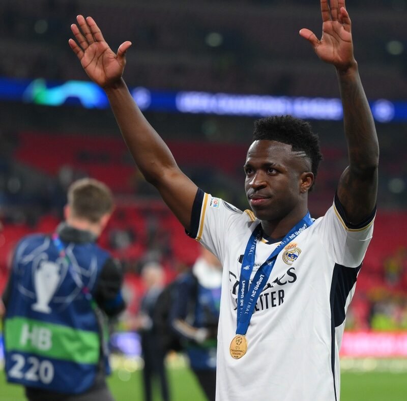 Racist taunts against soccer star Vinícius Júnior land men 8 months in Spanish prison : NPR