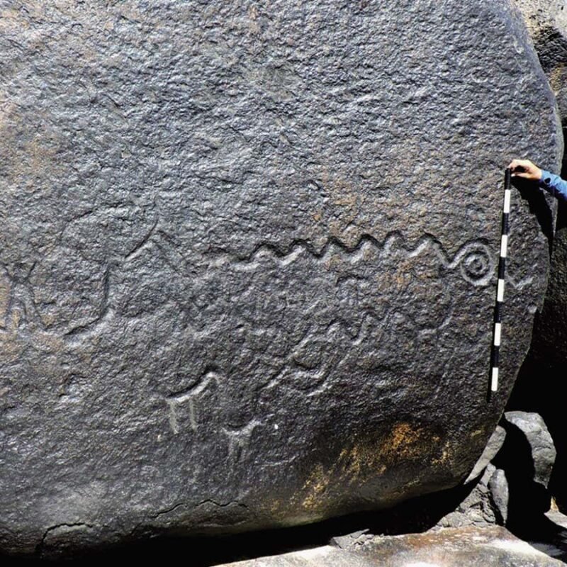 Ancient snake drawings are among the largest known rock art worldwide