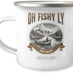 Retirement Camping Mug for Men, O fish ally retired Cup, Funny Retiree Fishing Mug for Him