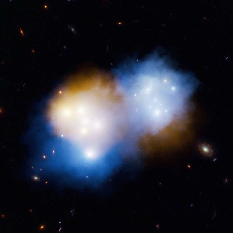 Galaxy cluster smash-up lets us observe dark matter on its own