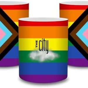 PRIDE San Francisco California CA LGBTQIA Allies Intersex Inclusive Progress Pride Flag Coffee Mug The City Fog White