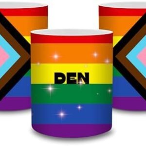 PRIDE Denver Colorado CO LGBTQIA Allies Intersex Inclusive Progress Pride Flag Coffee Mug DEN Sparkles White