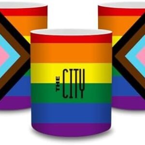 PRIDE San Francisco California CA LGBTQIA Allies Intersex Inclusive Progress Pride Flag Coffee Mug The City White