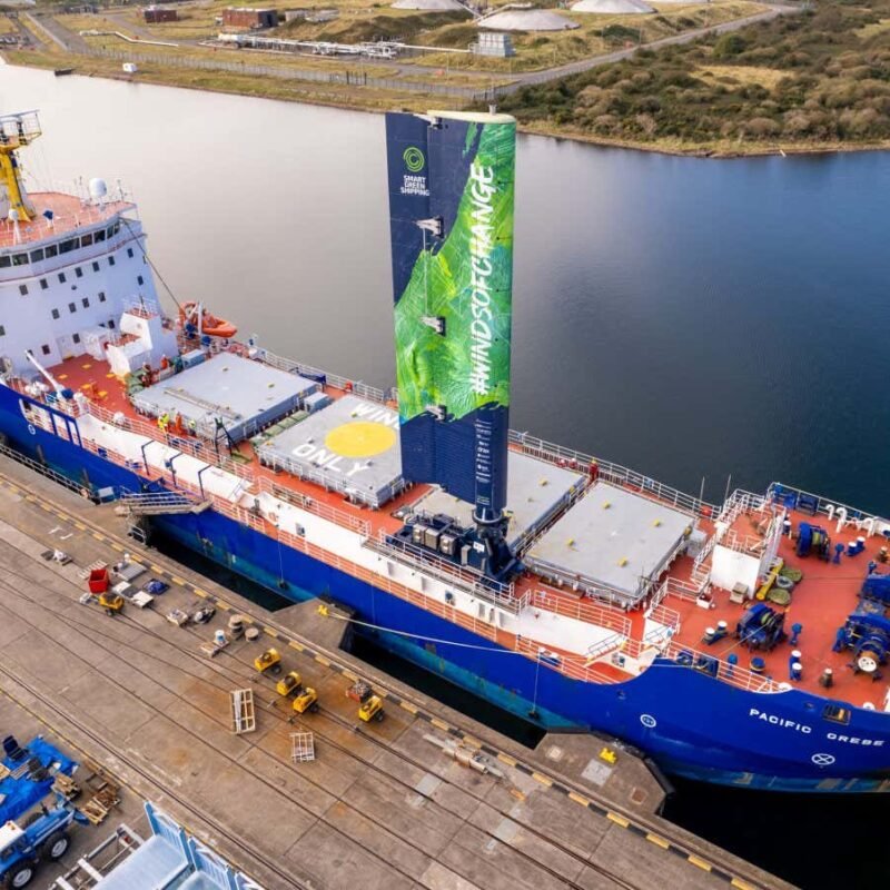 Nuclear waste tanker pilots futuristic aluminium sail