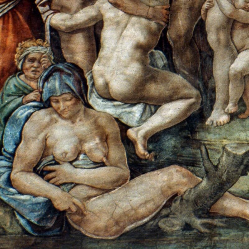 Michelangelo's 'The Flood' seems to depict a woman with breast cancer