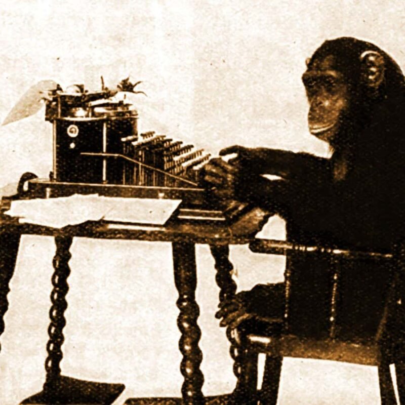 Infinite monkey theorem: Chimpanzees will never randomly type the complete works of Shakespeare